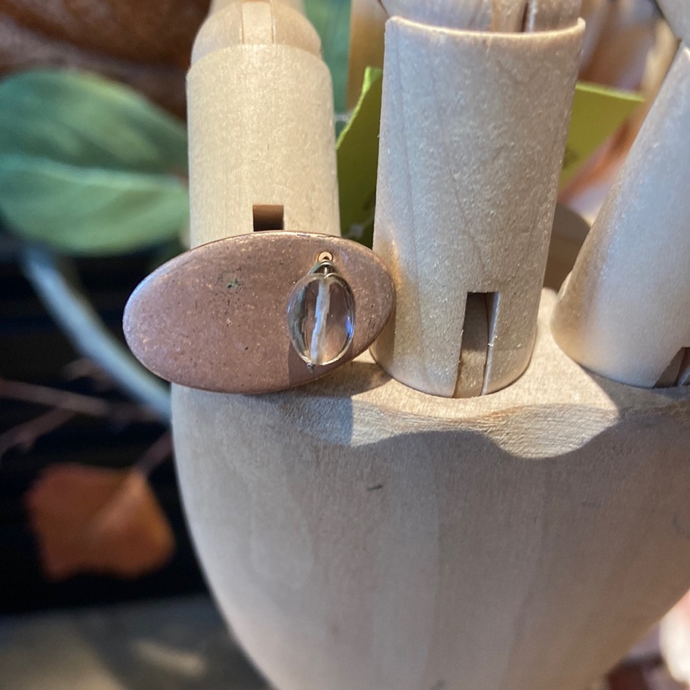 Solid copper oval ring with bead accent